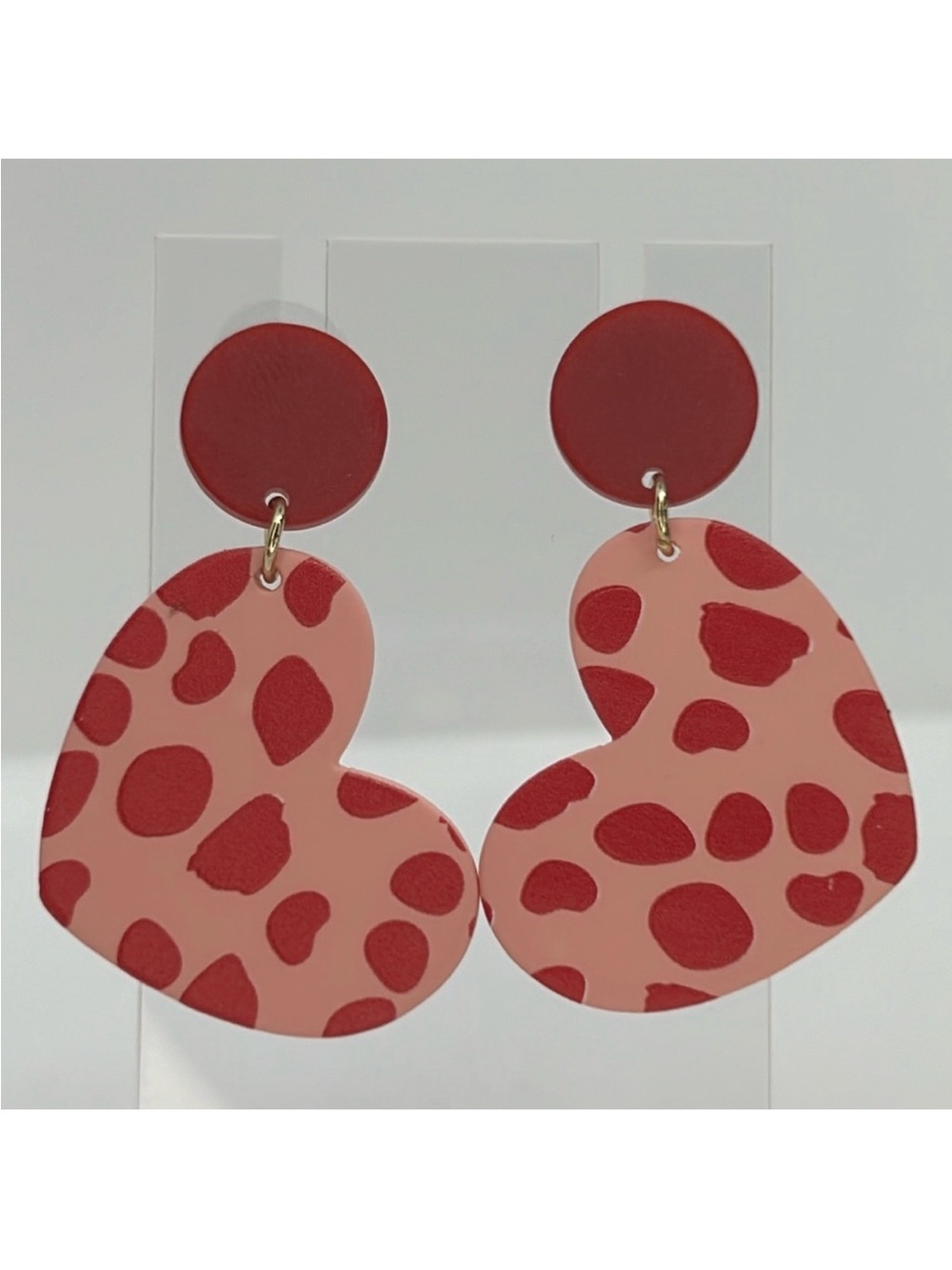*LAST SET* Heart Shape Leopard Pattern Dangle Earrings Elegant Fashion Jewelry